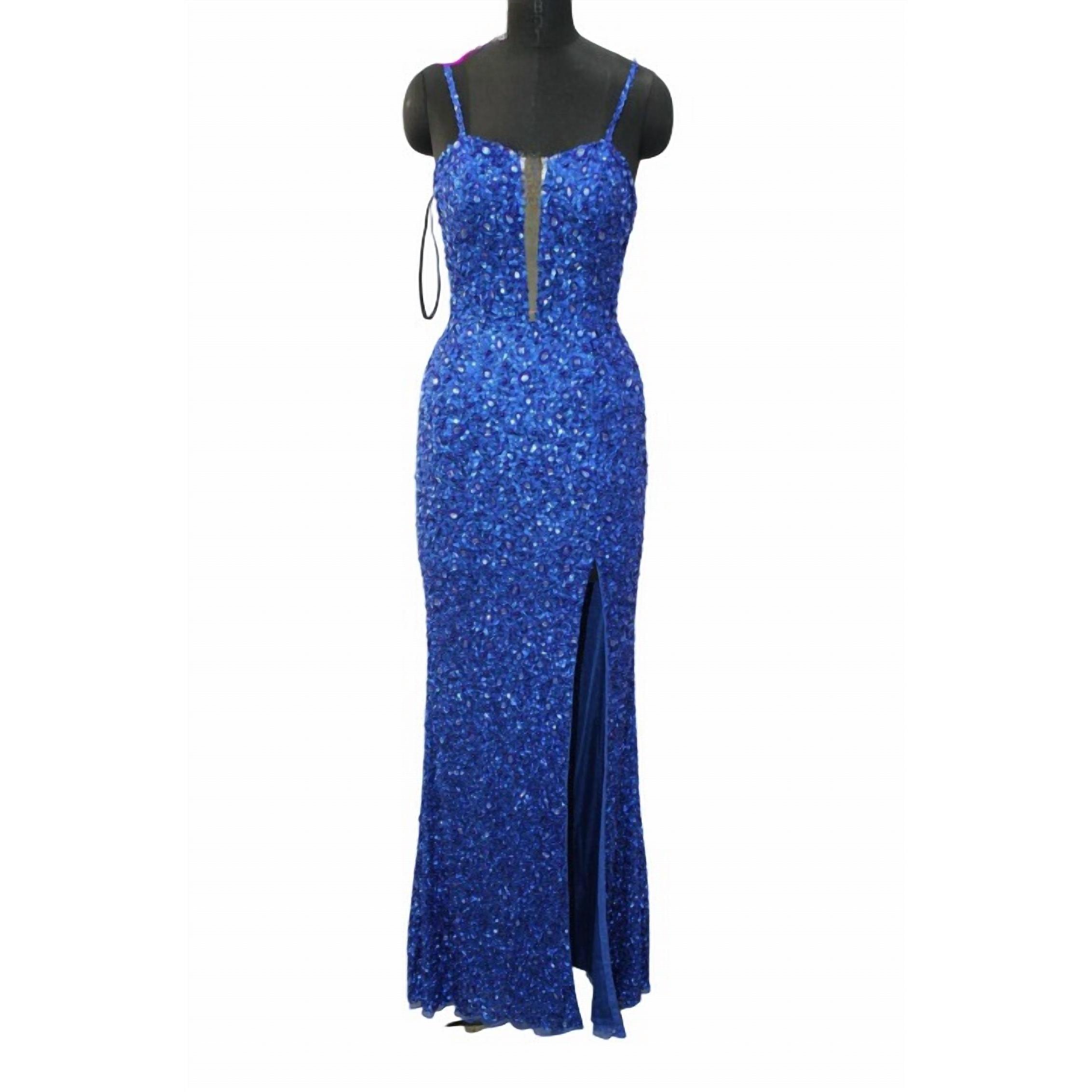 New Aleta Sequin Sweetheart Evening Dress In Royal Blue